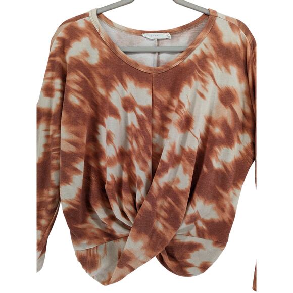 Lush Tie Dye Sweatshirt M Rust Twist Front Long Sleeve Casual Staple Gym Active - Picture 3 of 9